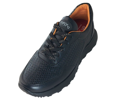 Frida Negro-Negro · Tenis Unisex en Cuero con Soporte Ortopédico
