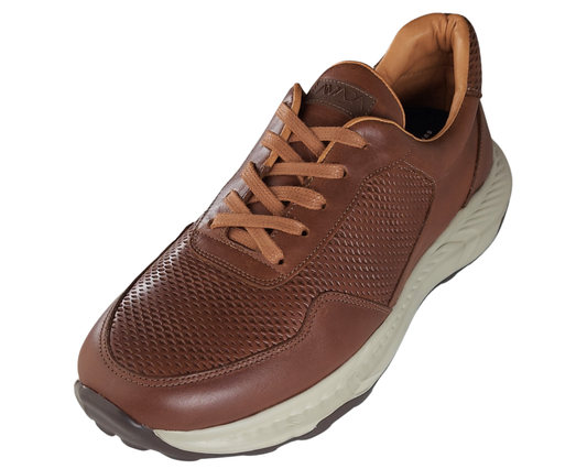 Pinjas Coñac - Tenis 100% Cuero con Plantillas Ortopédicas