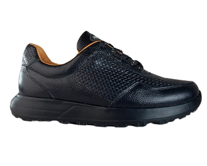 Frida Negro-Negro · Tenis Unisex en Cuero con Soporte Ortopédico