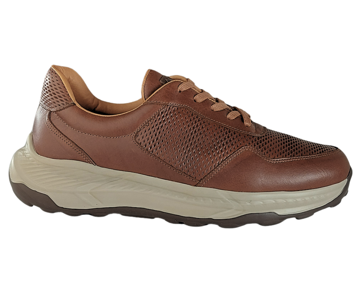 Pinjas Coñac - Tenis 100% Cuero con Plantillas Ortopédicas