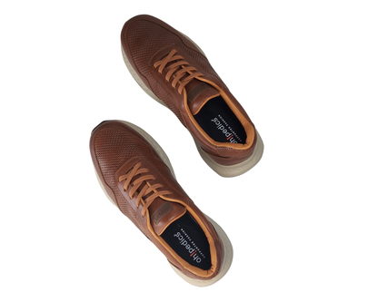 Pinjas Coñac - Tenis 100% Cuero con Plantillas Ortopédicas