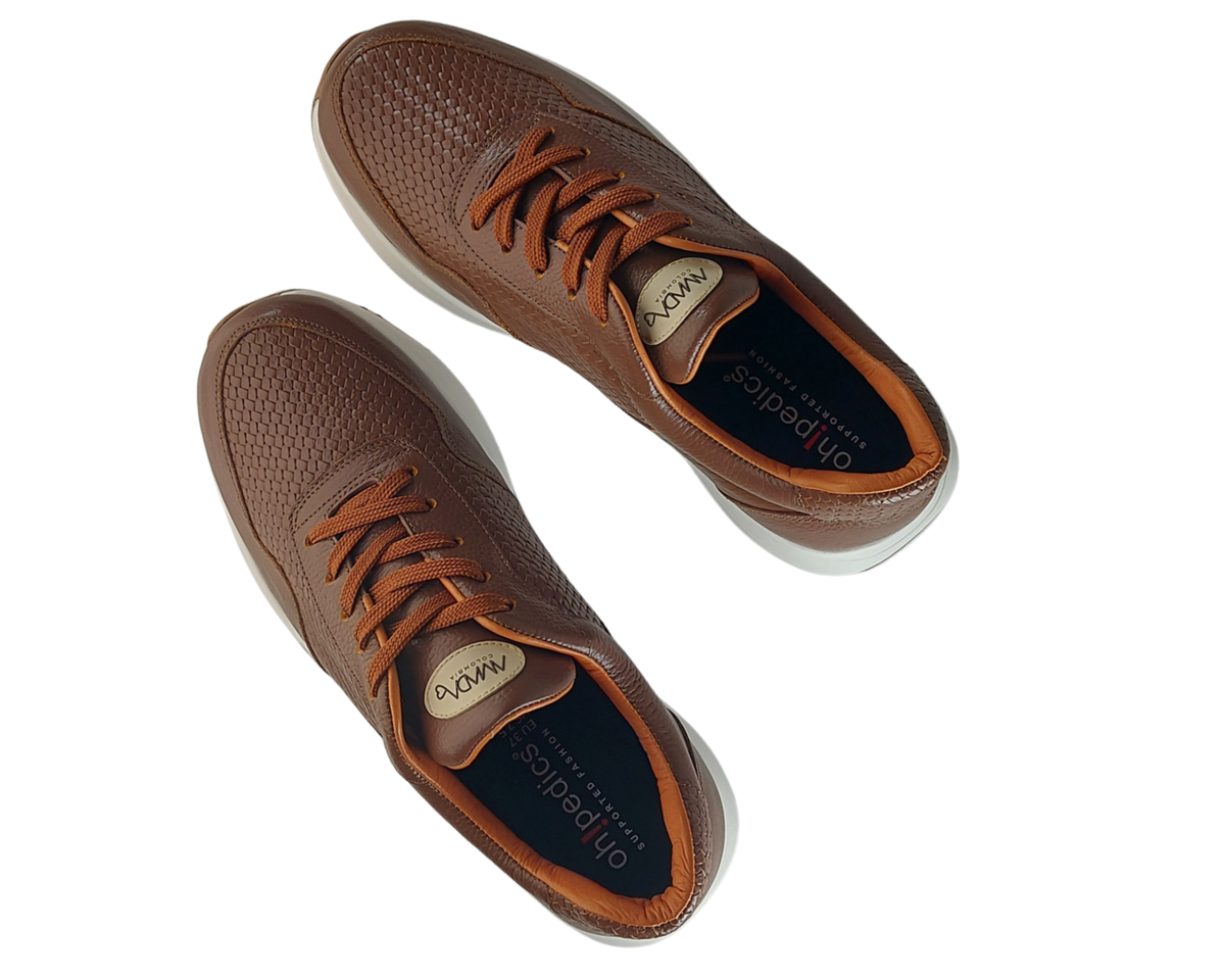 Frida Chocolate Puro · Tenis 100% Cuero con Plantillas Ortopédicas