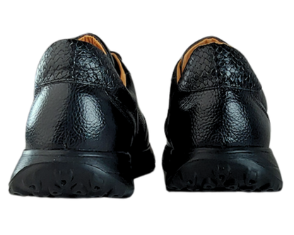 Frida Negro-Negro · Tenis Unisex en Cuero con Soporte Ortopédico
