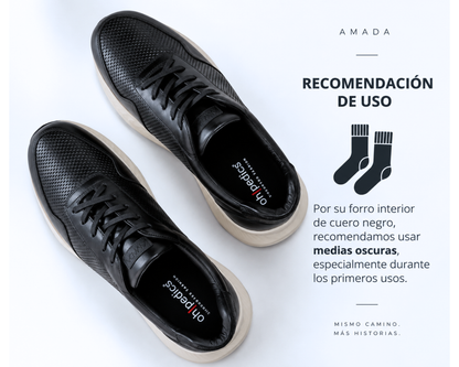 Pinjas Azul Noche - Tenis 100% Cuero con Plantillas Ortopédicas