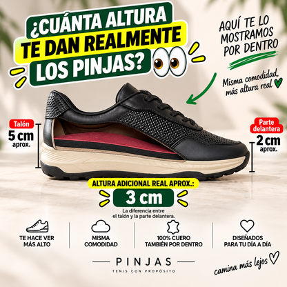 Pinjas Negro - Tenis 100% Cuero con Plantillas Ortopédicas