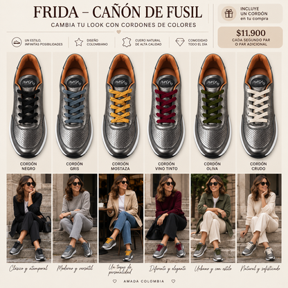 Frida Cañon de Fusil · Tenis 100% Cuero con Plantillas Ortopédicas