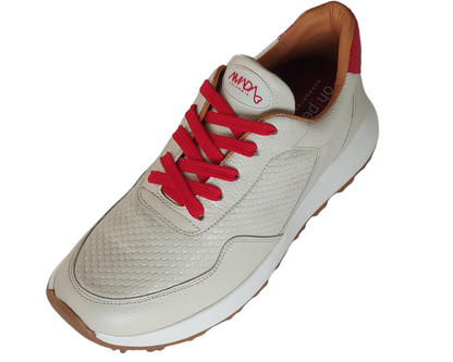Frida Marfil x Rojo · Tenis 100% Cuero con Soporte Ortopédico