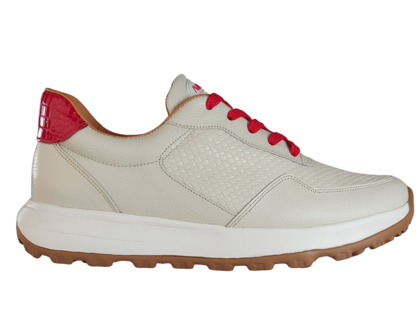 Frida Marfil x Rojo · Tenis 100% Cuero con Soporte Ortopédico