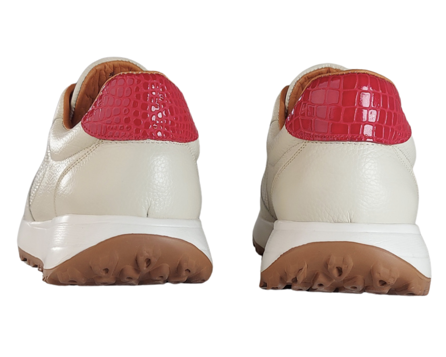 Frida Marfil x Rojo · Tenis 100% Cuero con Soporte Ortopédico