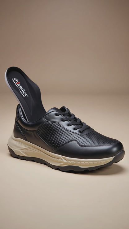 Pinjas Negro - Tenis 100% Cuero con Plantillas Ortopédicas